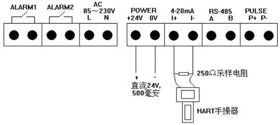 熱式壓縮空氣流量計(jì)四線(xiàn)制4-20mA接線(xiàn)圖